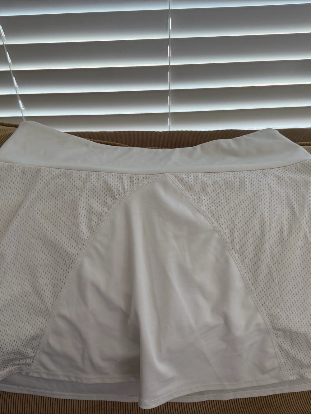 White Athletic Skort with Mesh Panels